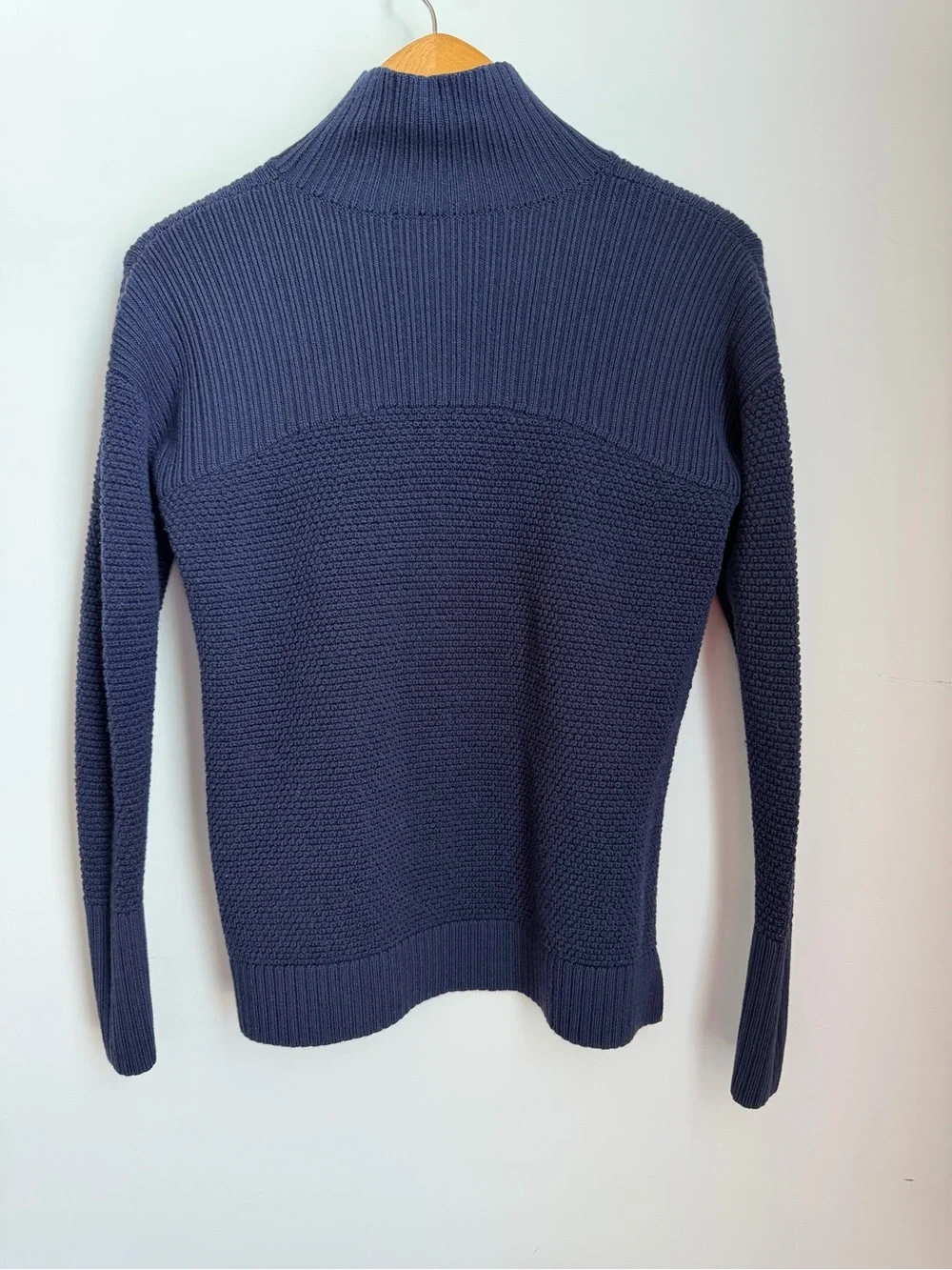 Lululemon Warm & Restore Mock Neck Wool Knit Sweater Size 6 Blue - Picture 10 of 11